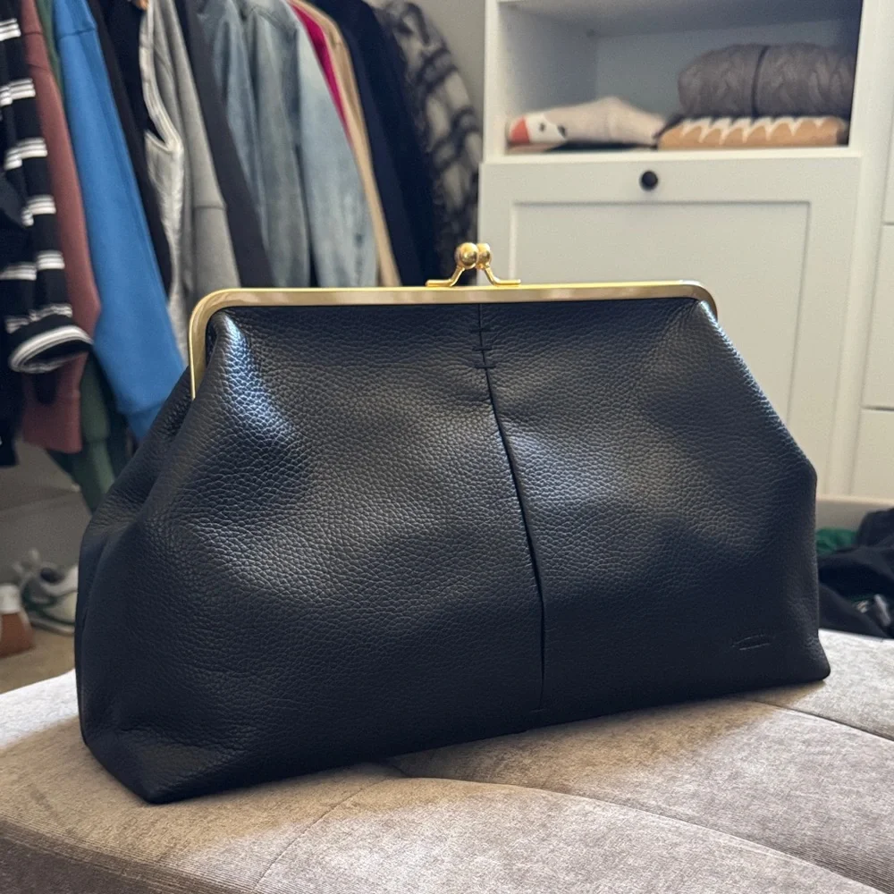 Elegant Black Leather Clutch - Picture 1 of 11